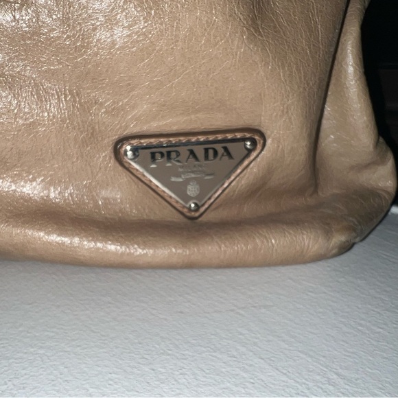 Vintage Prada camel beige taupe bag briefcase handle crossbody authentic nude - Picture 2 of 15